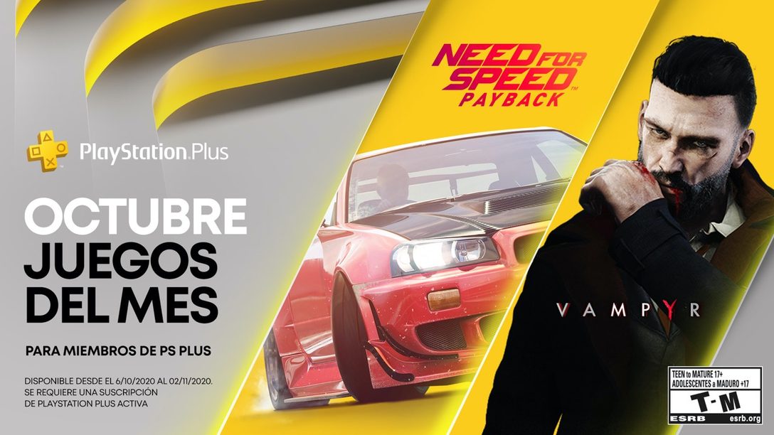 Need for Speed: Payback y Vampyr son los juegos de PS Plus octubre