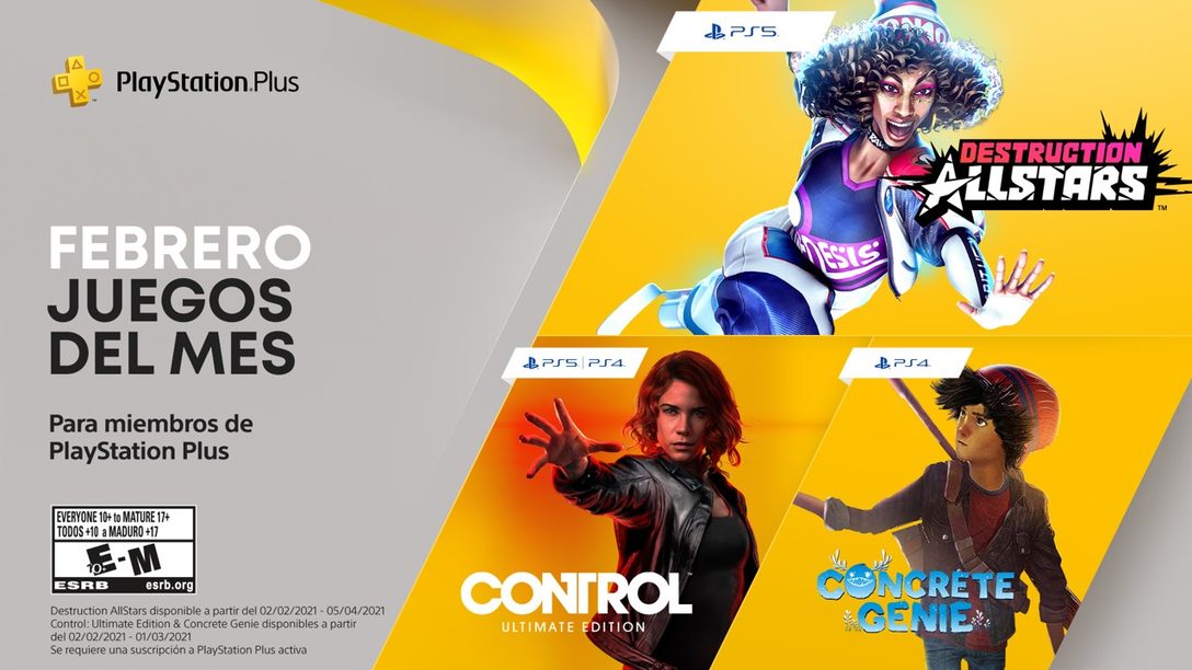 Destruction AllStars, Control: Ultimate Edition y Concrete Genie son tus juegos de PlayStation Plus de febrero