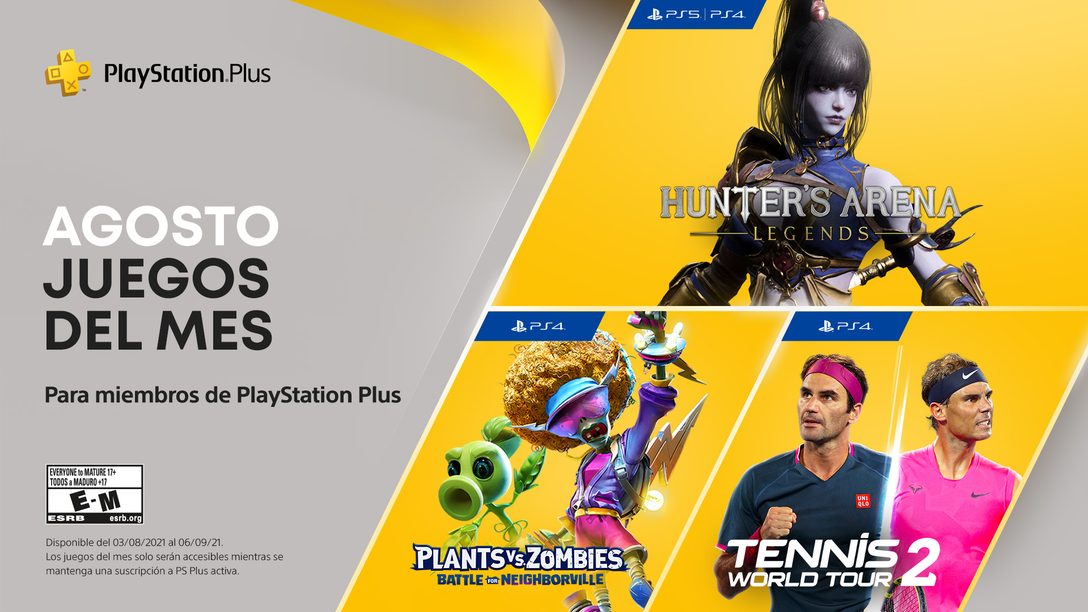 Juegos de PlayStation Plus para agosto: Hunter’s Arena: Legends, Plants vs. Zombies: Battle for Neighborville, Tennis World Tour 2