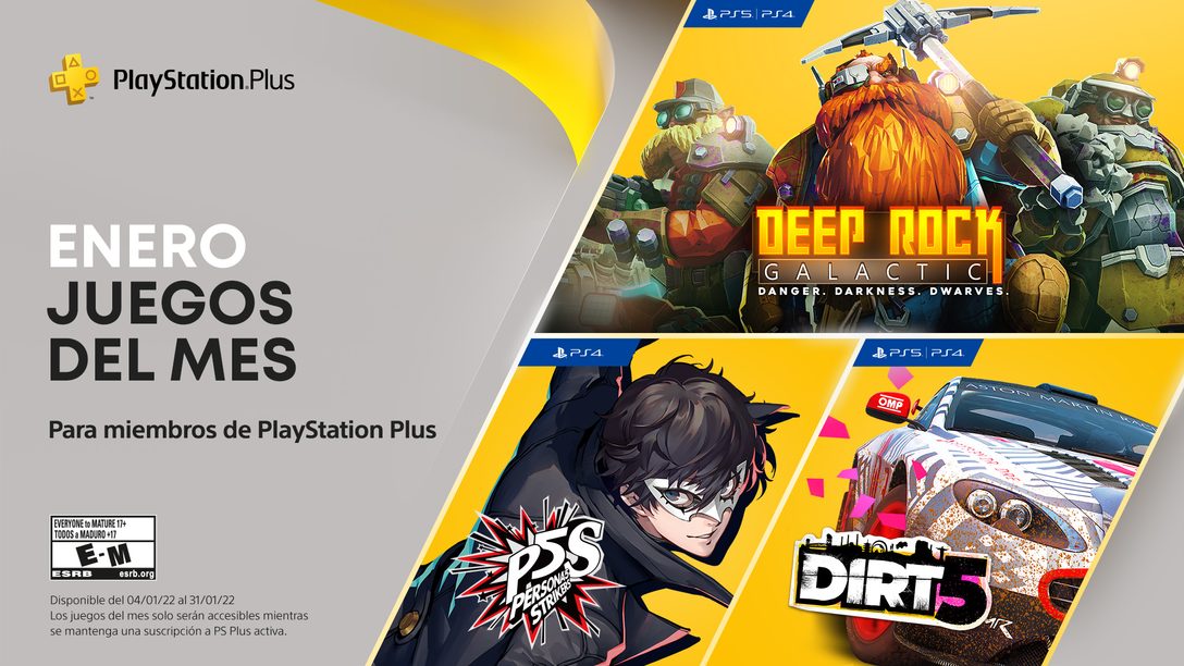 Juegos de PlayStation Plus para enero: Persona 5 Strikers, Dirt 5 y Deep Rock Galactic
