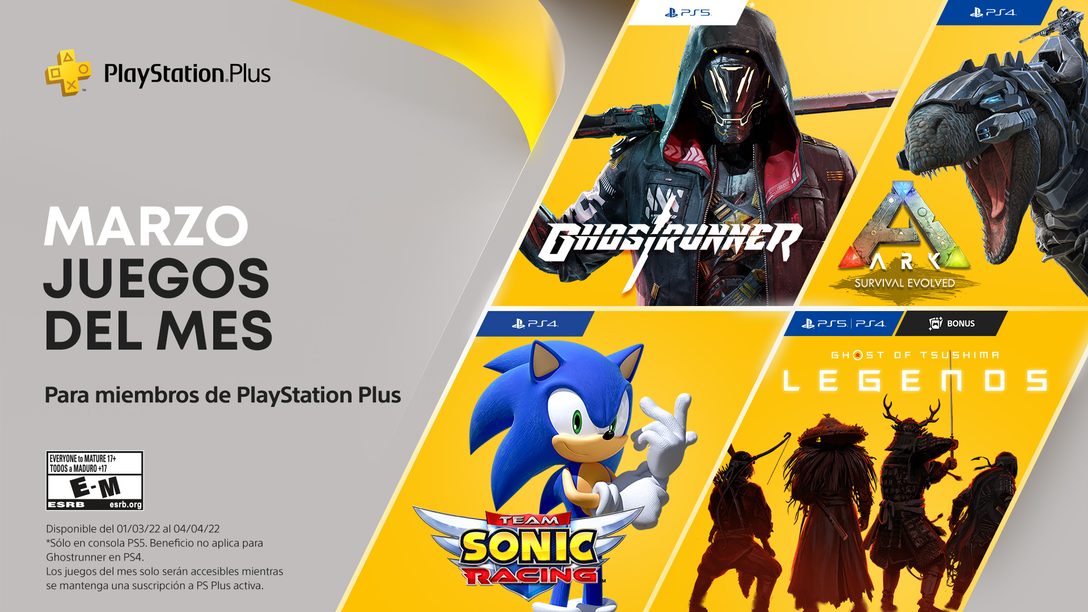 ACTUALIZACIÓN: Los juegos de PlayStation Plus para marzo son Ark: Survival  Evolved, Team Sonic Racing y Ghostrunner – PlayStation.Blog LATAM