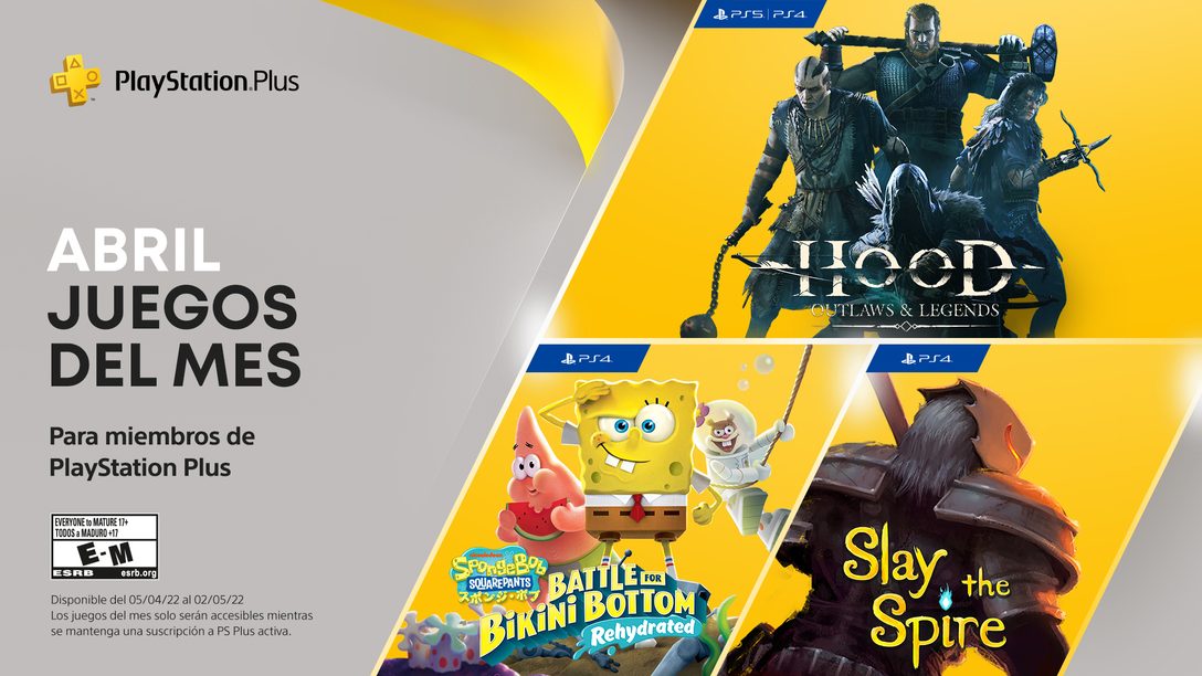 Juegos de PlayStation Plus para abril: Hood:  Outlaws  &  Legends, SpongeBob  SquarePants:  Battle  for  Bikini  Bottom – Rehydrated, Slay the Spire