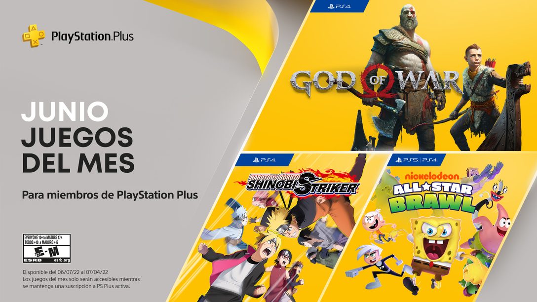 Juegos mensuales de PlayStation Plus para junio: God of War, Naruto to Boruto: Shinobi Striker, Nickelodeon All-Star Brawl