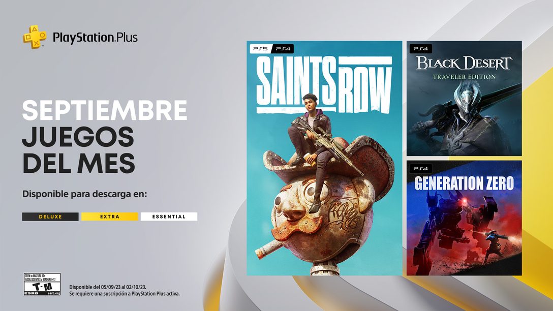 Juegos Mensuales de PlayStation Plus para septiembre: Saints Row, Black Desert – Traveler Edition, Generation Zero