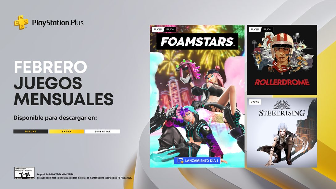 Juegos mensuales en PlayStation Plus para febrero: Foamstars, Rollerdrome, Steelrising