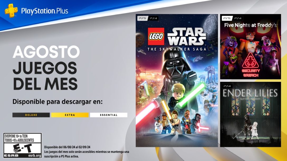 Juegos mensuales para agosto de PlayStation Plus: LEGO Star Wars: The Skywalker Saga, Five Nights at Freddy’s Security Breach, Ender Lilies: Quietus of the Knights 