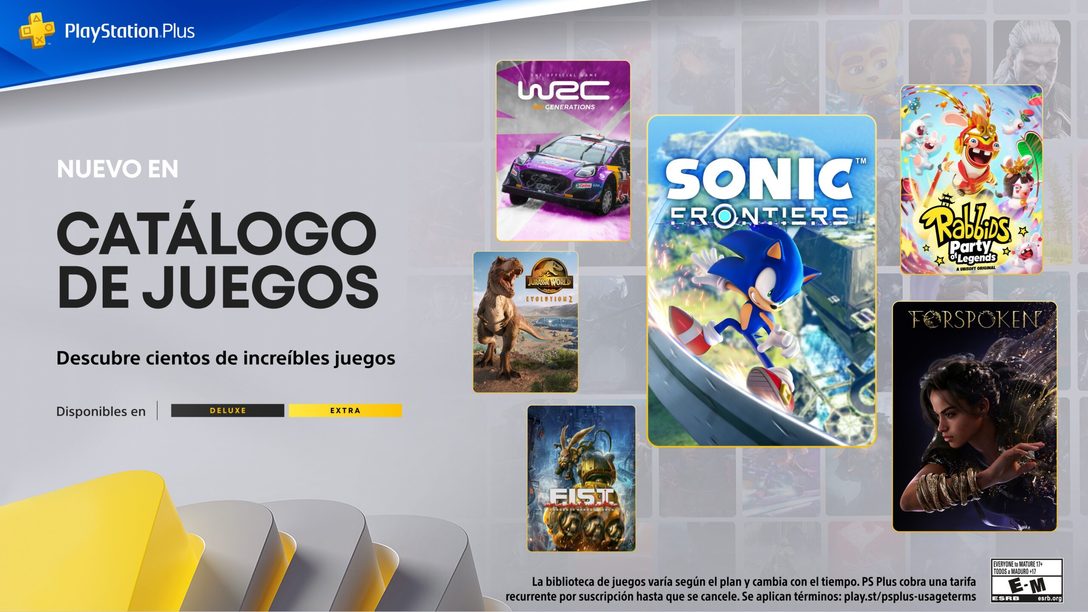 Catálogo de Juegos de PlayStation Plus para diciembre: Sonic Frontiers, Forspoken, Rabbids: Party of Legends, WRC Generations y mucho más.