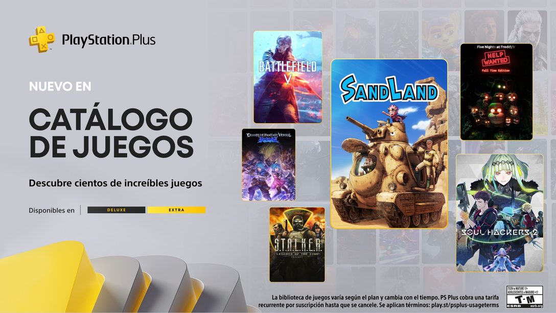 Catálogo de Juegos de PlayStation Plus para mayo: Sand Land, Soul Hackers 2, Five Nights at Freddy’s: Help Wanted, Battlefield V y más