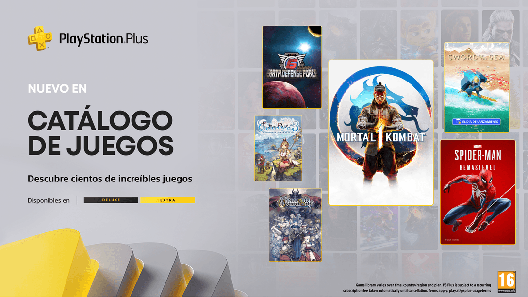 Catálogo de juegos de PlayStation Plus para agosto: Mortal Kombat 1, Spider-Man, Sword of the Sea, Earth Defense Force 6 y más