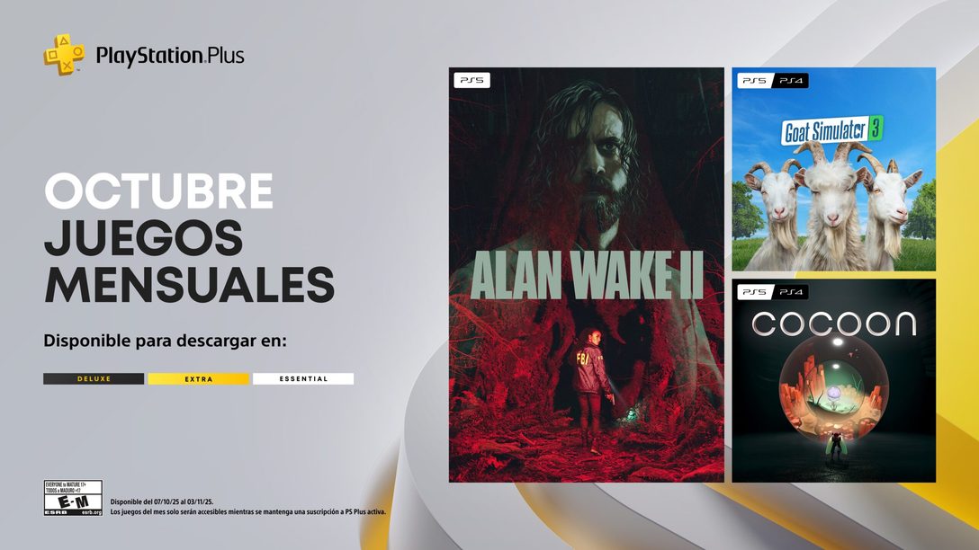 Juegos mensuales en PlayStation Plus para octubre: Alan Wake 2, Goat Simulator 3 y Cocoon 